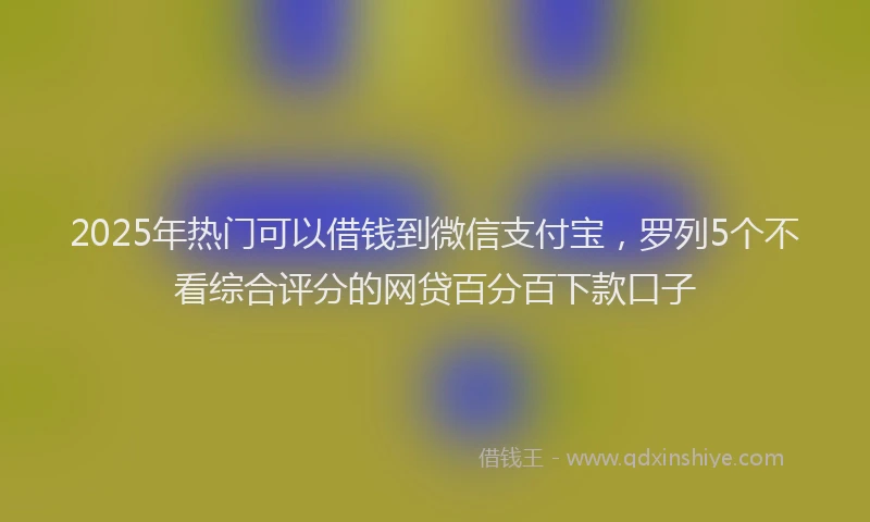 2025年热门可以借钱到微信支付宝，罗列5个不看综合评分的网贷百分百下款口子