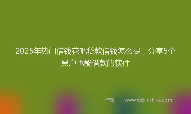 2025年热门借钱花吧贷款借钱怎么提，分享5个黑户也能借款的软件