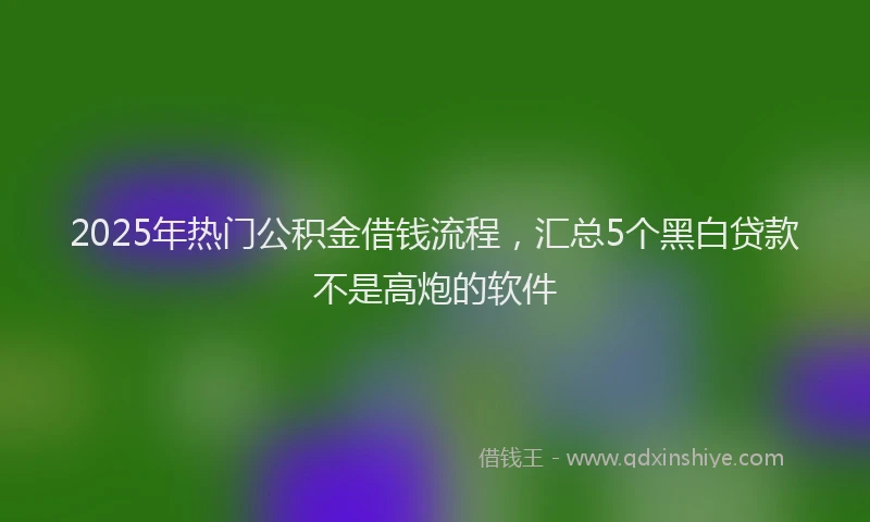 2025年热门公积金借钱流程，汇总5个黑白贷款不是高炮的软件