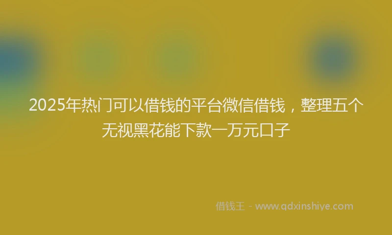 2025年热门可以借钱的平台微信借钱，整理五个无视黑花能下款一万元口子