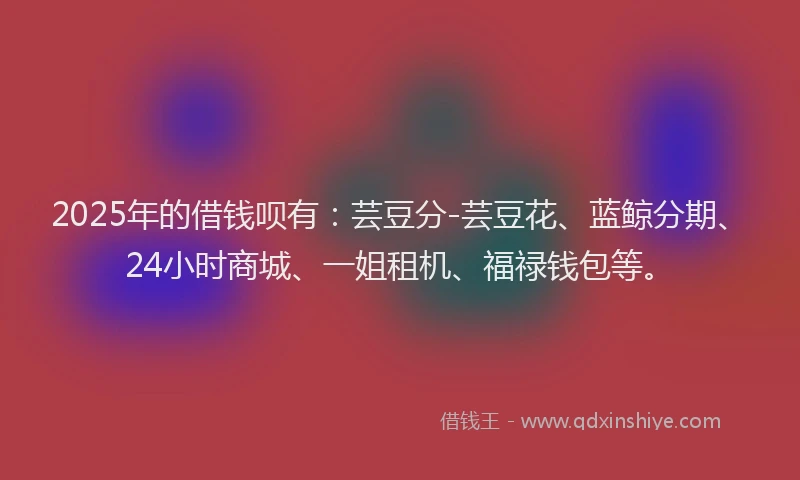2025年的借钱呗有：芸豆分-芸豆花、蓝鲸分期、24小时商城、一姐租机、福禄钱包等。