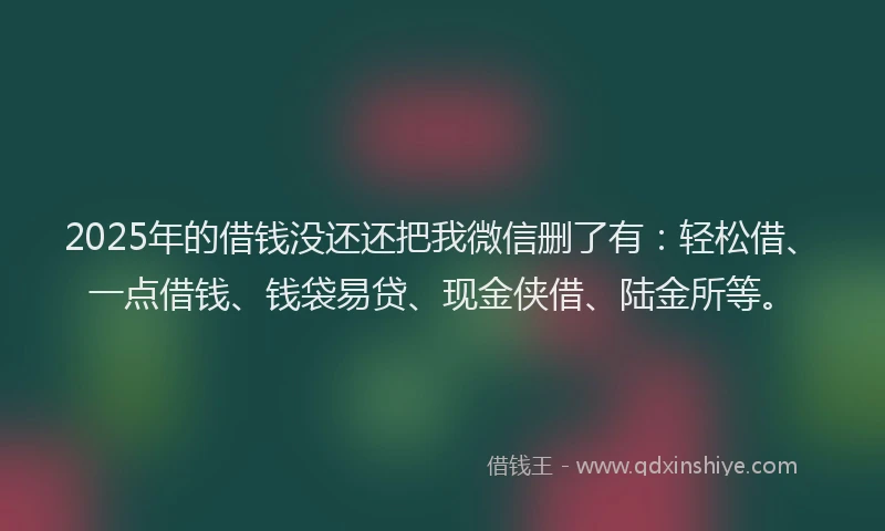 2025年的借钱没还还把我微信删了有：轻松借、一点借钱、钱袋易贷、现金侠借、陆金所等。