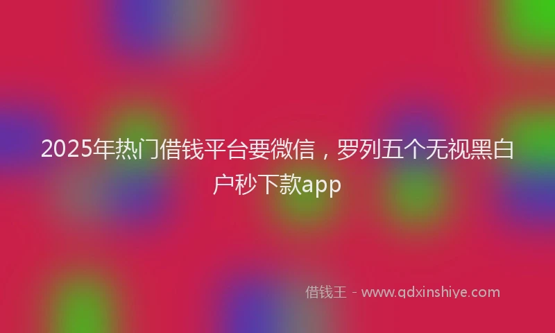 2025年热门借钱平台要微信，罗列五个无视黑白户秒下款app