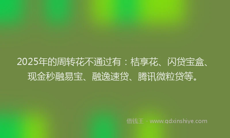 2025年的周转花不通过有：桔享花、闪贷宝盒、现金秒融易宝、融逸速贷、腾讯微粒贷等。