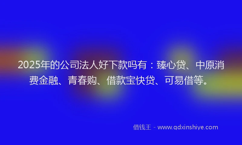 2025年的公司法人好下款吗有：臻心贷、中原消费金融、青春购、借款宝快贷、可易借等。