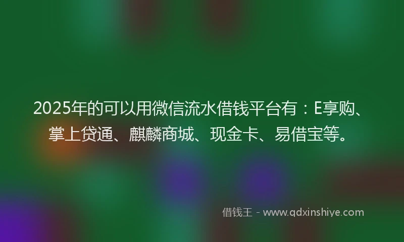 2025年的可以用微信流水借钱平台有：E享购、掌上贷通、麒麟商城、现金卡、易借宝等。