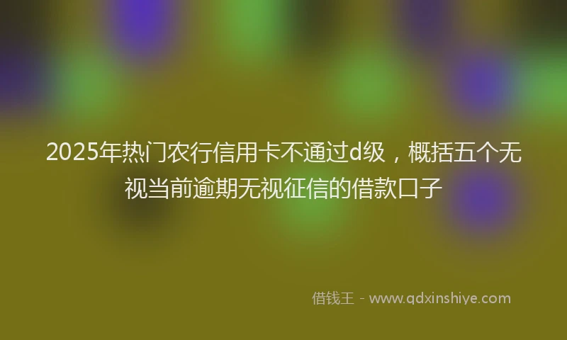 2025年热门农行信用卡不通过d级，概括五个无视当前逾期无视征信的借款口子