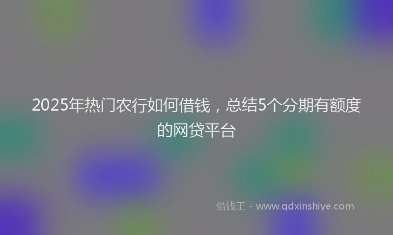 2025年热门农行如何借钱，总结5个分期有额度的网贷平台