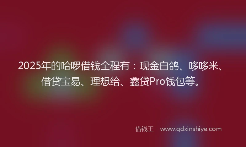 2025年的哈啰借钱全程有：现金白鸽、哆哆米、借贷宝易、理想给、鑫贷Pro钱包等。