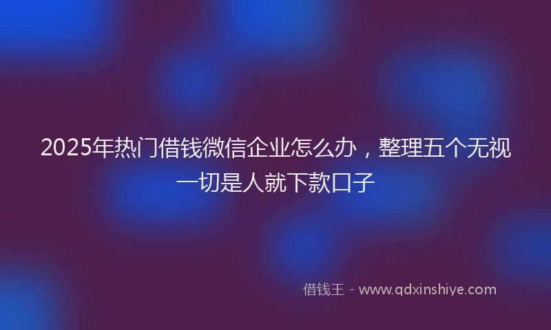 2025年热门借钱微信企业怎么办，整理五个无视一切是人就下款口子