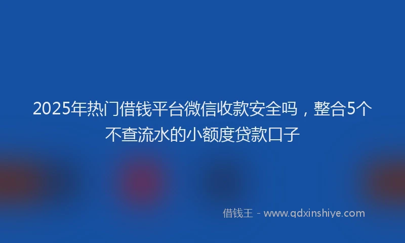 2025年热门借钱平台微信收款安全吗，整合5个不查流水的小额度贷款口子