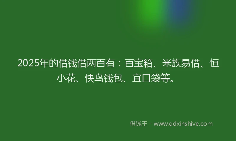 2025年的借钱借两百有：百宝箱、米族易借、恒小花、快鸟钱包、宜口袋等。