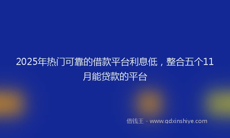 2025年热门可靠的借款平台利息低，整合五个11月能贷款的平台