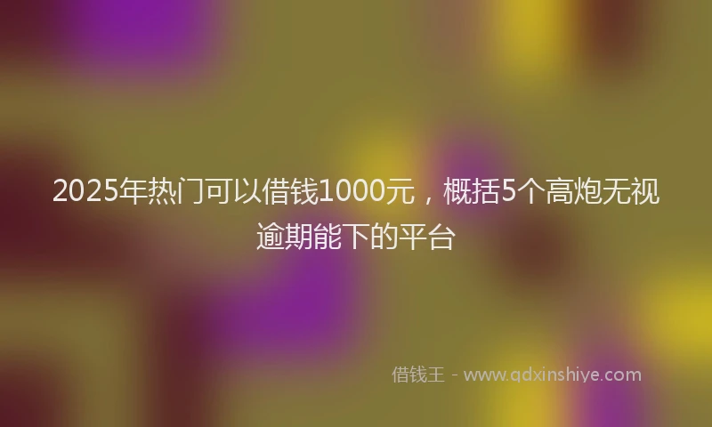 2025年热门可以借钱1000元，概括5个高炮无视逾期能下的平台