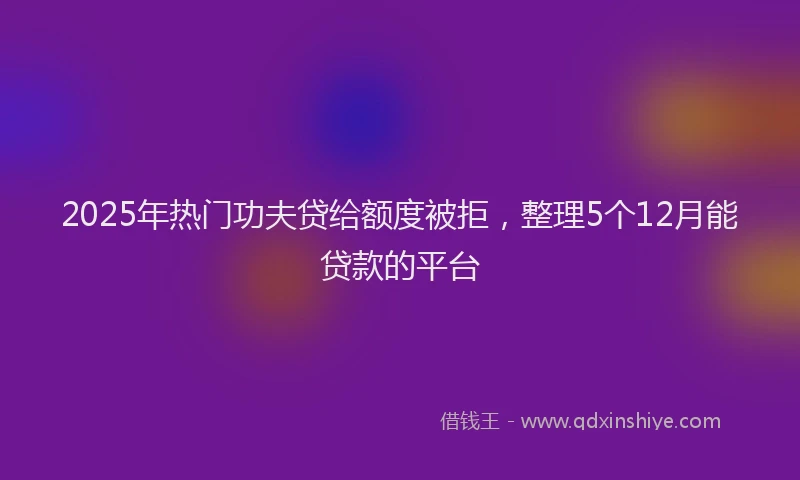 2025年热门功夫贷给额度被拒，整理5个12月能贷款的平台