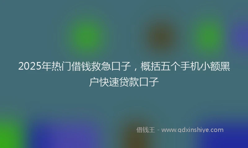 2025年热门借钱救急口子，概括五个手机小额黑户快速贷款口子