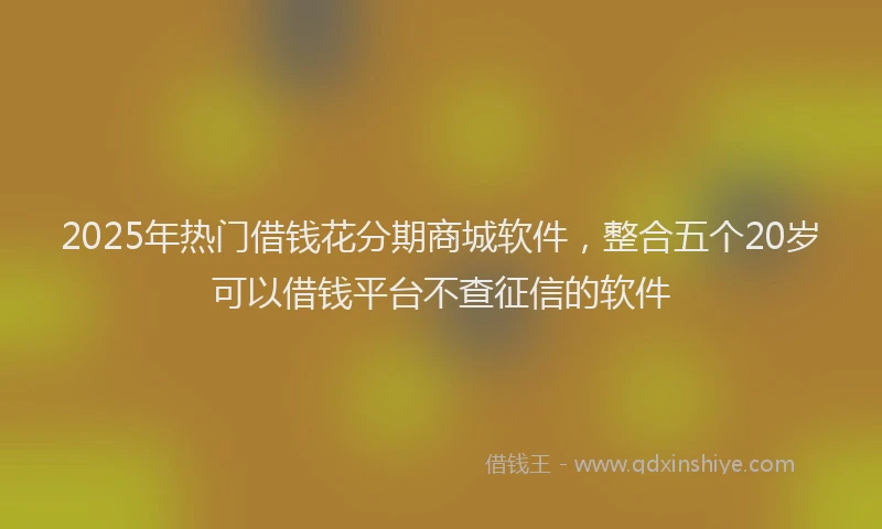 2025年热门借钱花分期商城软件，整合五个20岁可以借钱平台不查征信的软件