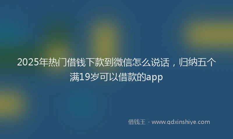 2025年热门借钱下款到微信怎么说话，归纳五个满19岁可以借款的app