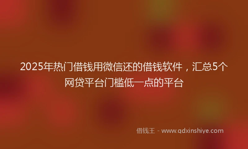 2025年热门借钱用微信还的借钱软件，汇总5个网贷平台门槛低一点的平台