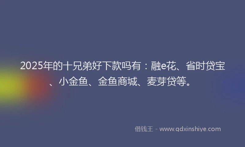 2025年的十兄弟好下款吗有：融e花、省时贷宝、小金鱼、金鱼商城、麦芽贷等。