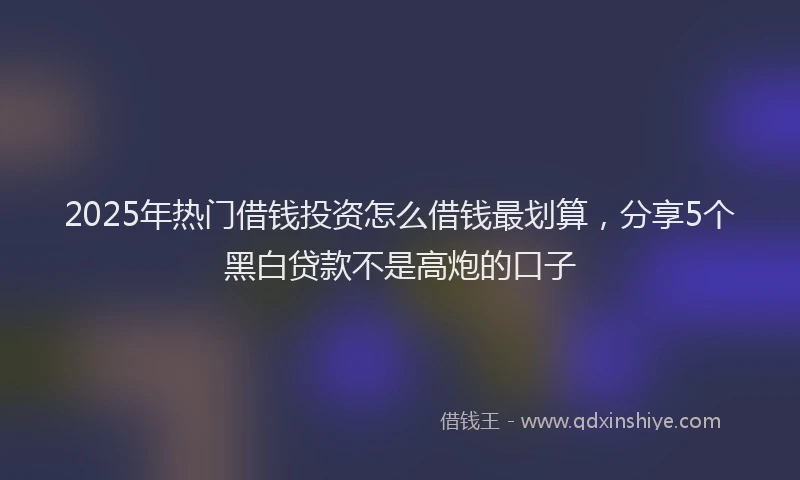 2025年热门借钱投资怎么借钱最划算，分享5个黑白贷款不是高炮的口子