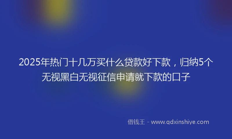 2025年热门十几万买什么贷款好下款，归纳5个无视黑白无视征信申请就下款的口子