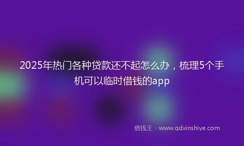 2025年热门各种贷款还不起怎么办，梳理5个手机可以临时借钱的app