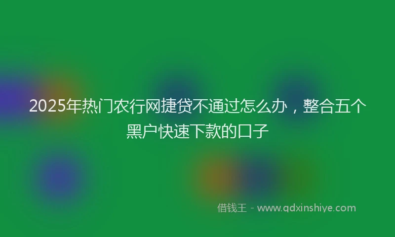 2025年热门农行网捷贷不通过怎么办，整合五个黑户快速下款的口子