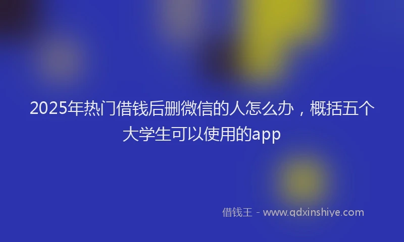 2025年热门借钱后删微信的人怎么办，概括五个大学生可以使用的app