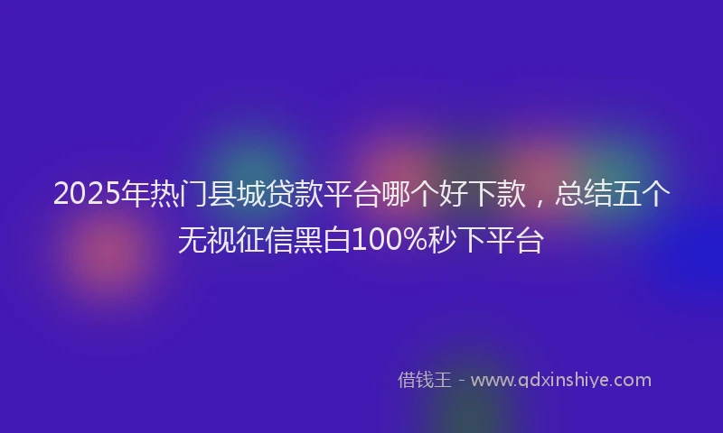 2025年热门县城贷款平台哪个好下款，总结五个无视征信黑白100%秒下平台