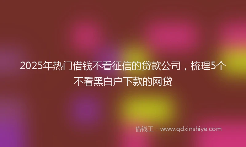 2025年热门借钱不看征信的贷款公司，梳理5个不看黑白户下款的网贷