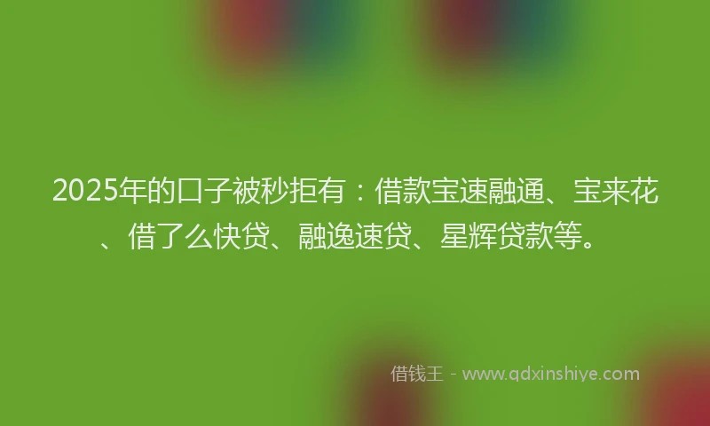 2025年的口子被秒拒有：借款宝速融通、宝来花、借了么快贷、融逸速贷、星辉贷款等。