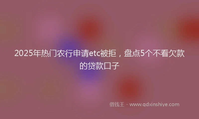 2025年热门农行申请etc被拒，盘点5个不看欠款的贷款口子