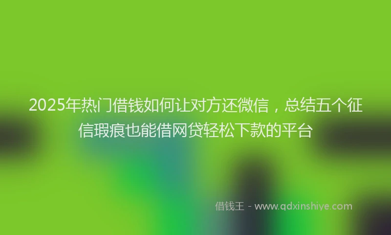 2025年热门借钱如何让对方还微信，总结五个征信瑕疵也能借网贷轻松下款的平台