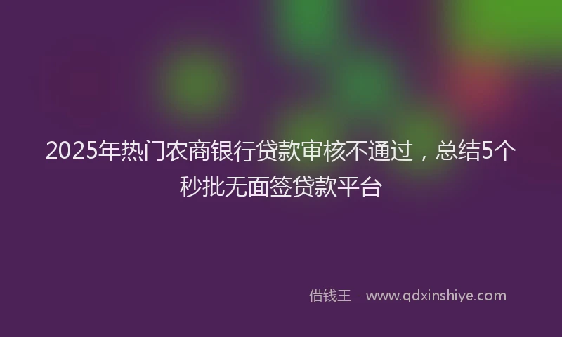 2025年热门农商银行贷款审核不通过，总结5个秒批无面签贷款平台