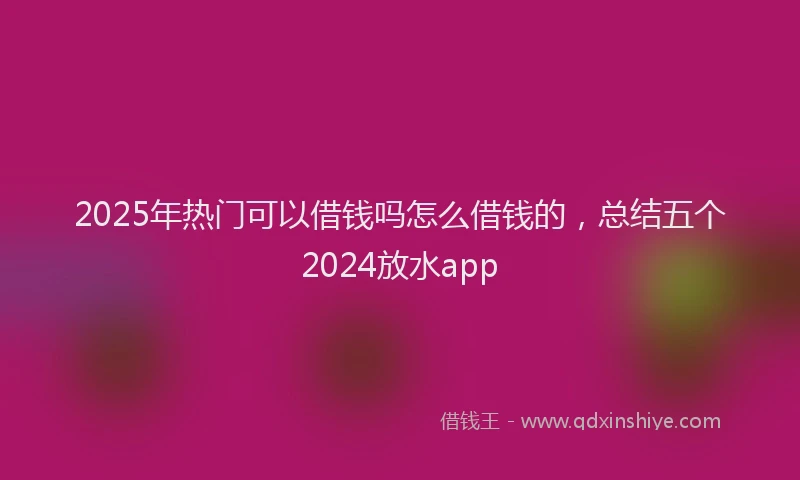 2025年热门可以借钱吗怎么借钱的，总结五个2024放水app
