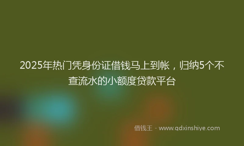 2025年热门凭身份证借钱马上到帐，归纳5个不查流水的小额度贷款平台
