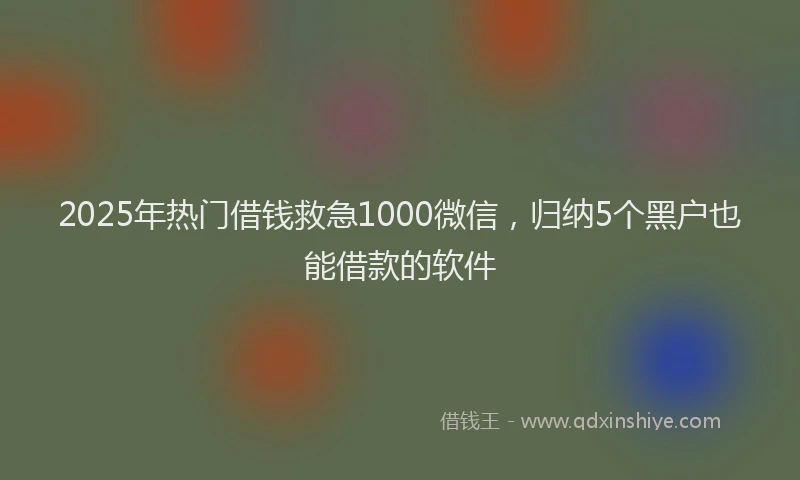 2025年热门借钱救急1000微信，归纳5个黑户也能借款的软件