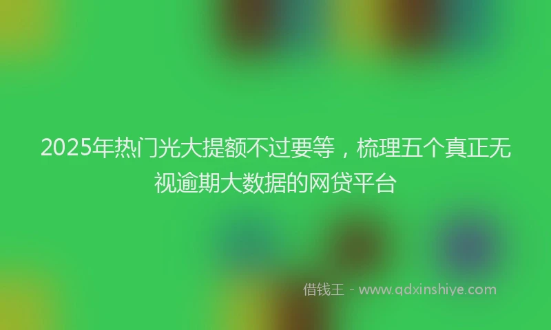 2025年热门光大提额不过要等，梳理五个真正无视逾期大数据的网贷平台