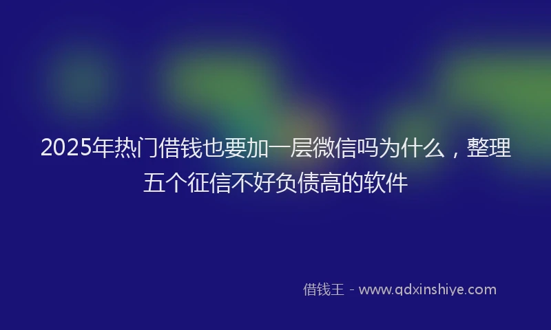 2025年热门借钱也要加一层微信吗为什么，整理五个征信不好负债高的软件
