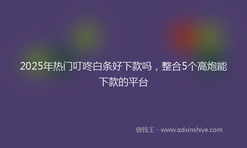 2025年热门叮咚白条好下款吗，整合5个高炮能下款的平台