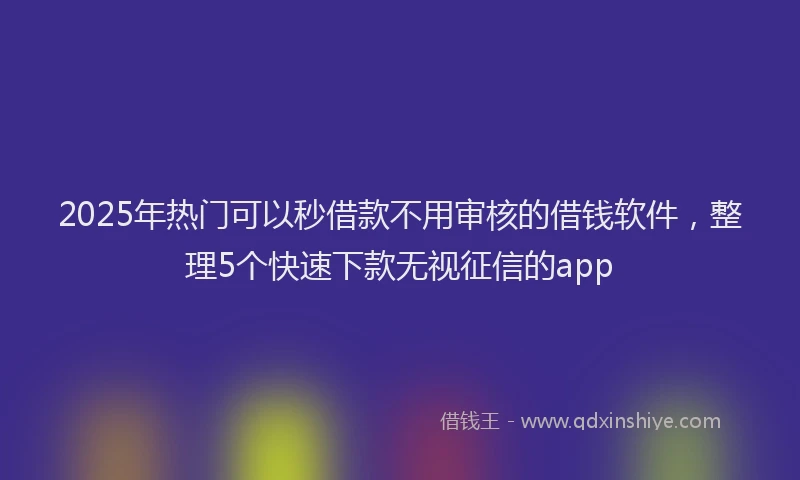 2025年热门可以秒借款不用审核的借钱软件，整理5个快速下款无视征信的app