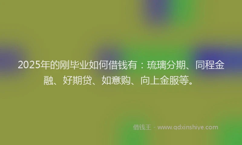 2025年的刚毕业如何借钱有：琉璃分期、同程金融、好期贷、如意购、向上金服等。