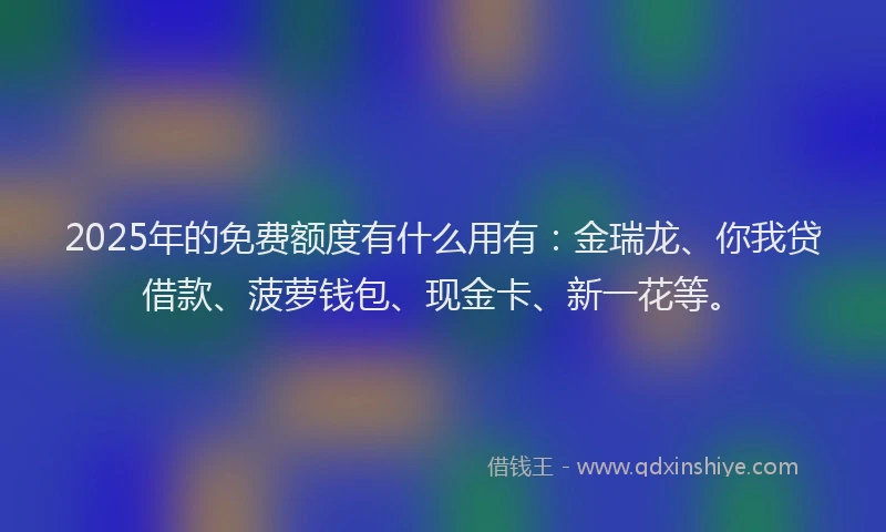 2025年的免费额度有什么用有：金瑞龙、你我贷借款、菠萝钱包、现金卡、新一花等。