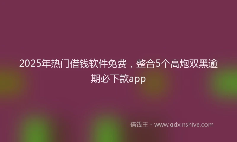 2025年热门借钱软件免费，整合5个高炮双黑逾期必下款app