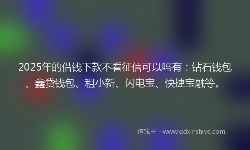 2025年的借钱下款不看征信可以吗有：钻石钱包、鑫贷钱包、租小新、闪电宝、快捷宝融等。