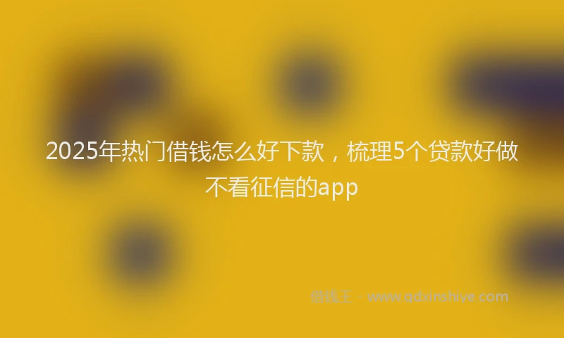 2025年热门借钱怎么好下款，梳理5个贷款好做不看征信的app