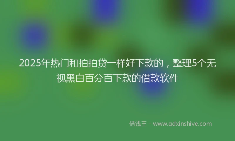 2025年热门和拍拍贷一样好下款的，整理5个无视黑白百分百下款的借款软件