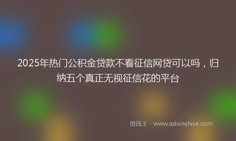 2025年热门公积金贷款不看征信网贷可以吗，归纳五个真正无视征信花的平台