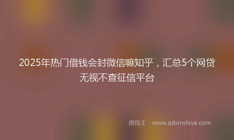 2025年热门借钱会封微信嘛知乎，汇总5个网贷无视不查征信平台
